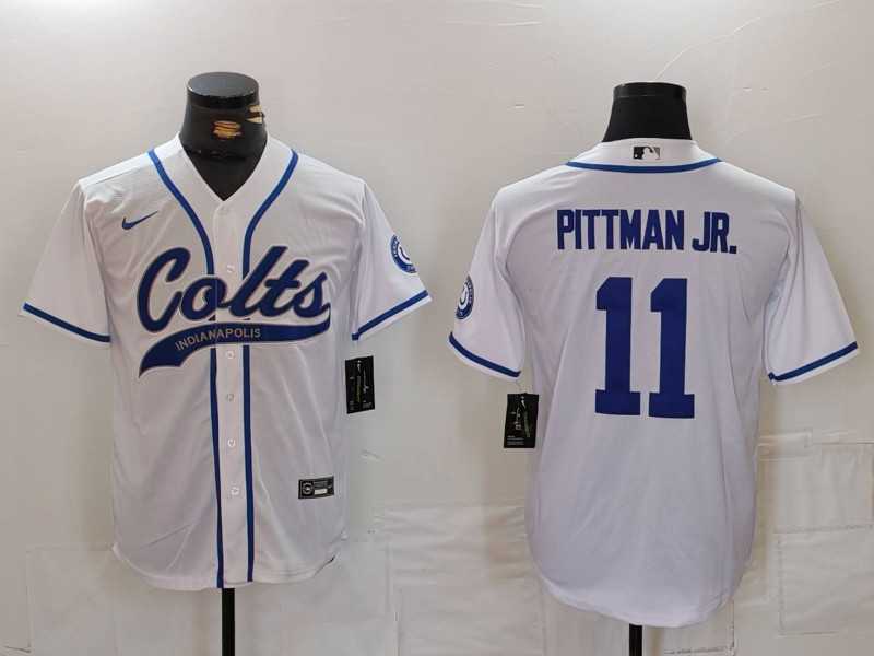 Mens Indianapolis Colts #11 Michael Pittman Jr White Cool Base Stitched Baseball Jersey
